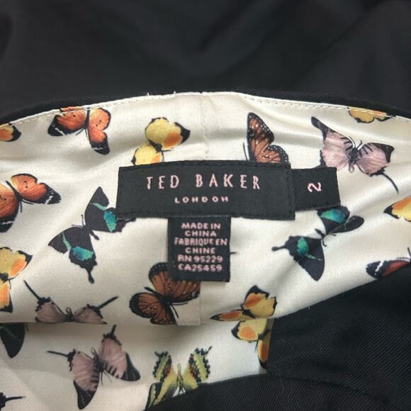 Ted Baker Ruffle Neckline Black Open Back Sleeveless Dress - Picture 6 of 8